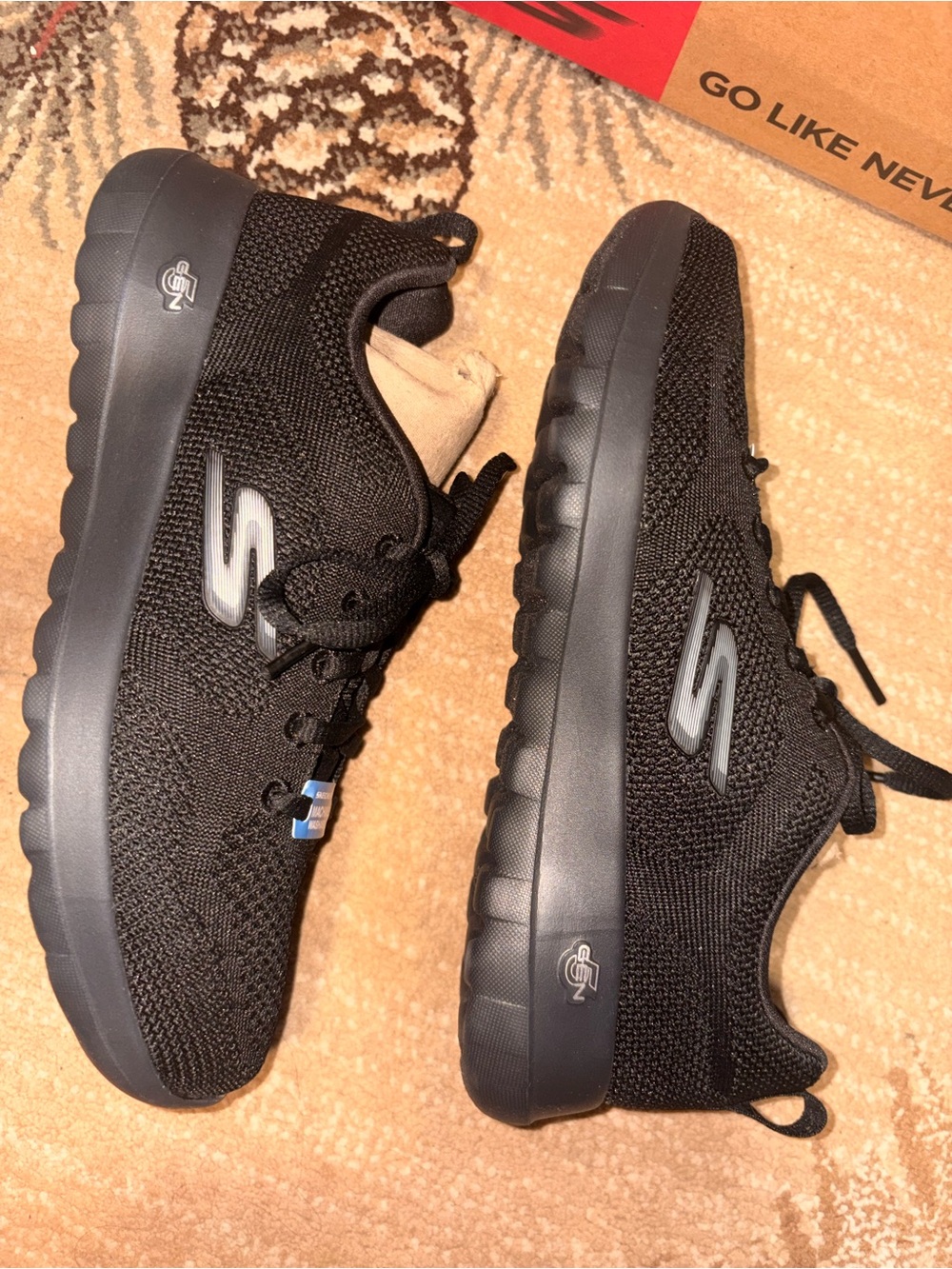 Skechers Black Knit Lace-Up Walking Shoes